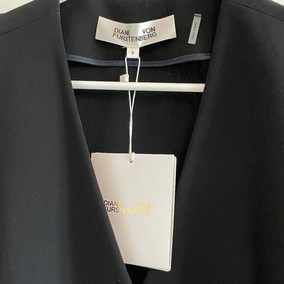 Diane Von Furstenberg Classic LS Triacetate Blend Midi Wrap Dress Blk Sz 8 NWT - Picture 11 of 16